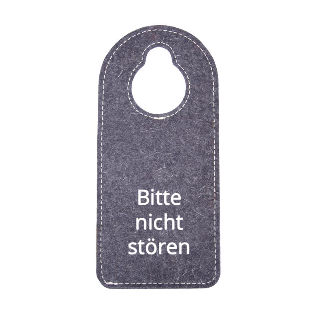 Türanhänger aus Wollfilz mit in der Farbe grau und mit Aufdruck.
