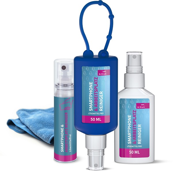 Flächen-Reinigungs-Spray in verschiedenen Größen und mit Werbeaufkleber
