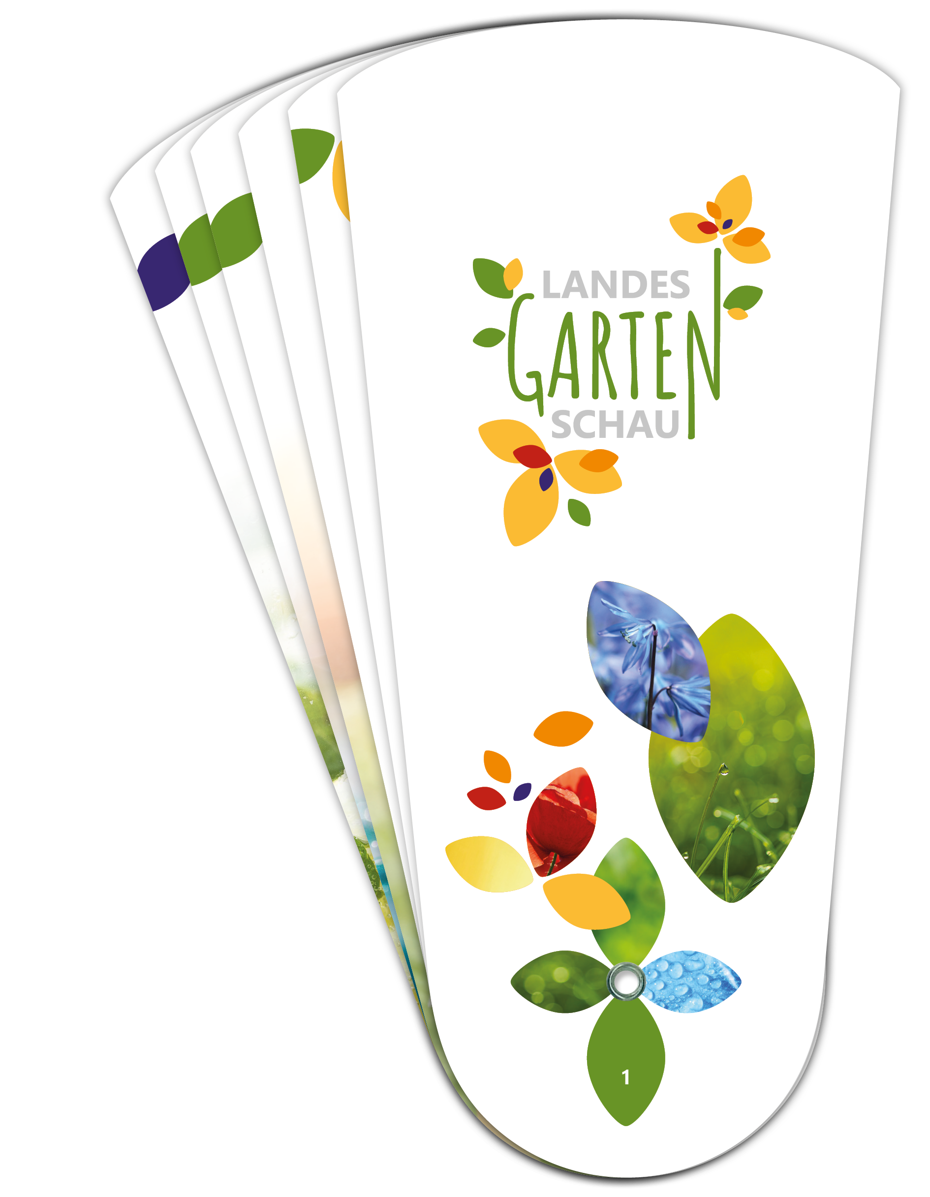 Werbefächer fast geschlossen mit Aufdruck Gartenschau