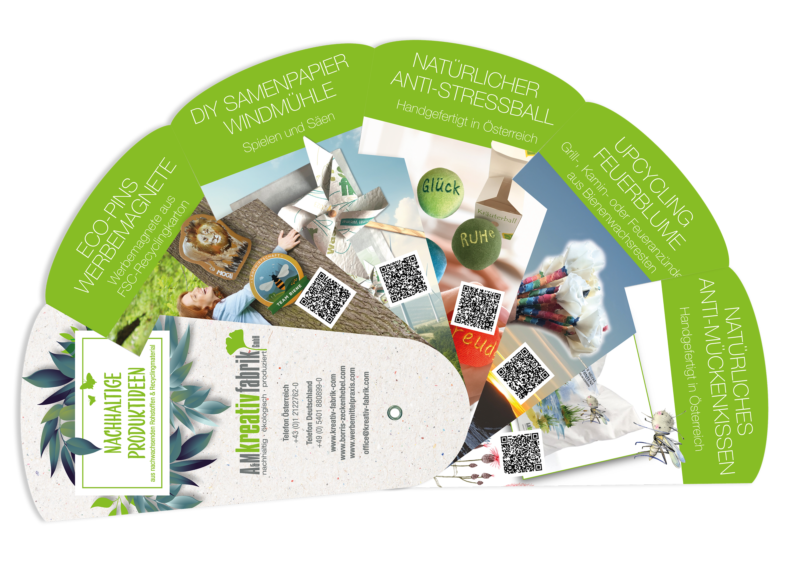 Werbefächer bedruckt mit Werbeartikelvorschlägen