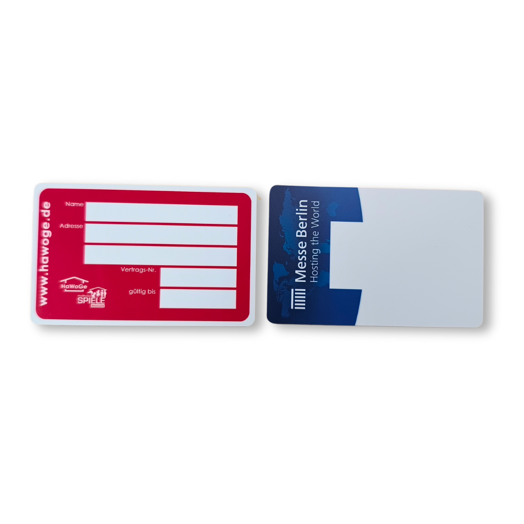 Kundenkarten individuell bedruckt aus biologisch abbaubarem Kunststoff.