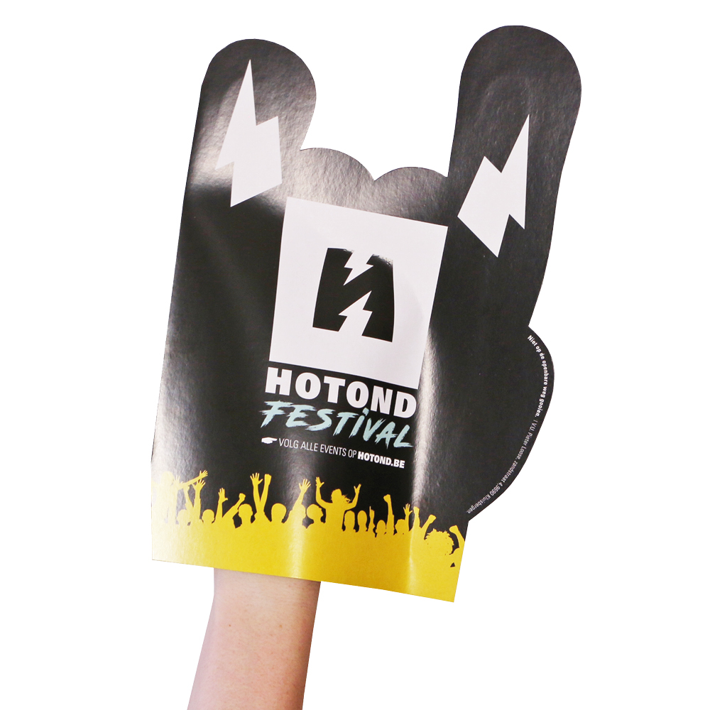 Winkehand aus Ökokarton Modell E mit Werbeaufdruck