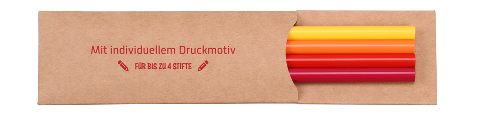 Einstecketui mit vier Buntstiften und Logodruck