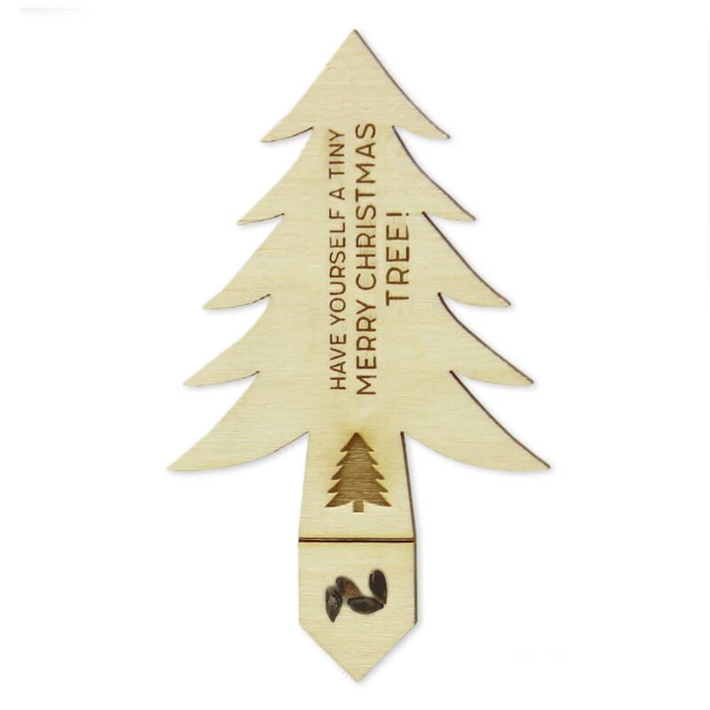 Eco stick aus Holz in Tannenbaum-Form mit Lasergravur