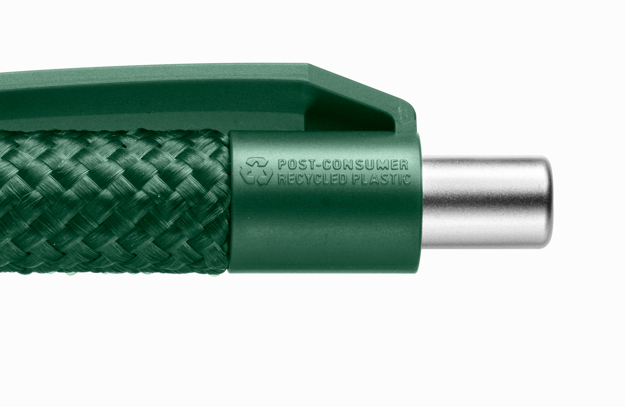 Drücker vom Druckkugelschreiber Fashion aus Recyclingmaterial in silber.