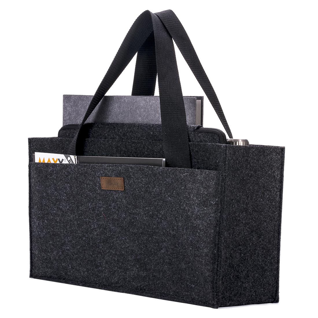 Filztasche mit langen Henkel und zwei praktischen Innentaschen Farbe dunkelgrau