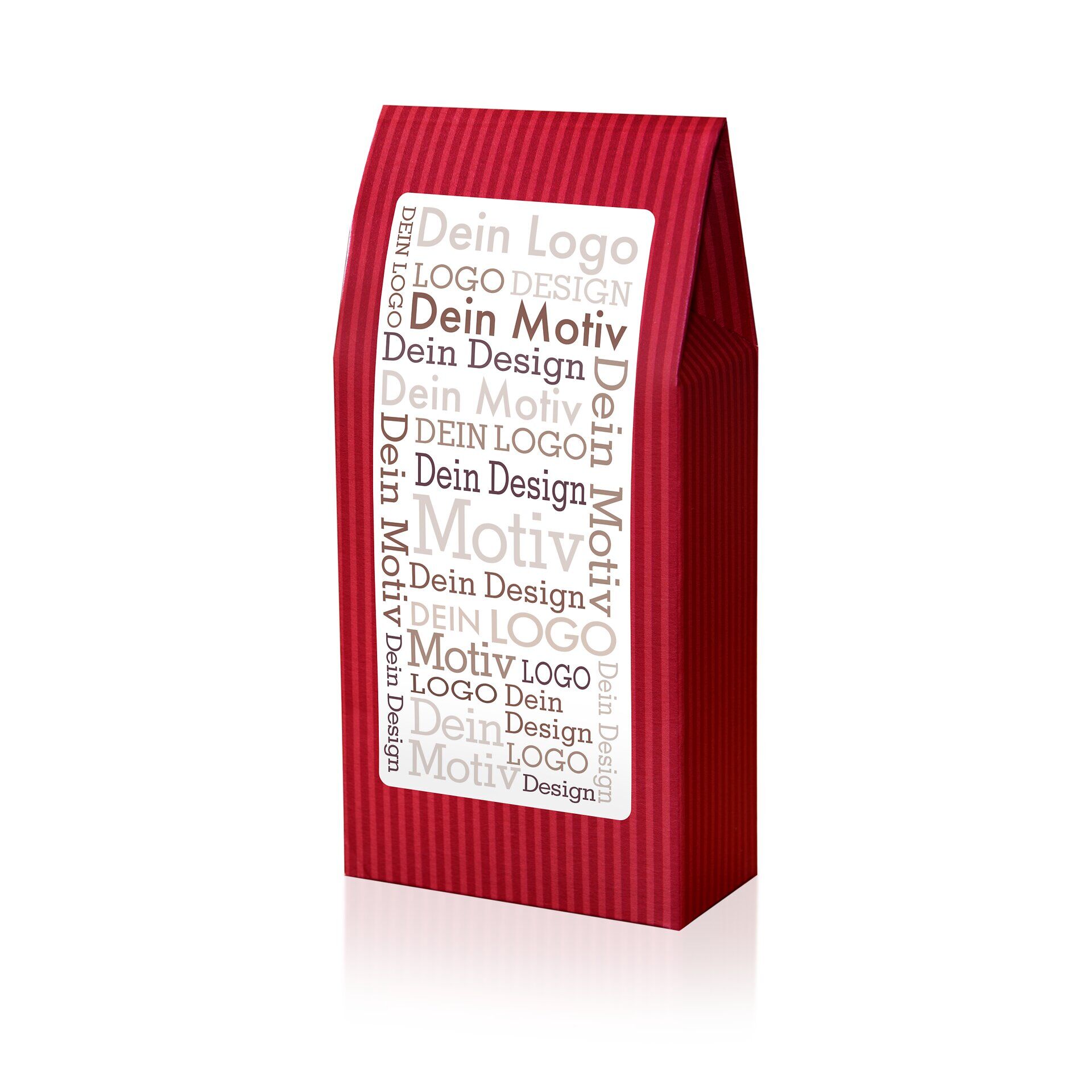 Köstliche Trockenfrüchte in MAXI Faltschachtel mit Werbeetikett.