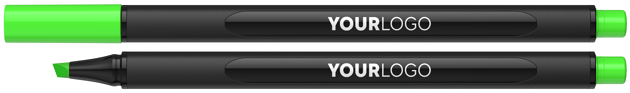 Textmarker mit Logo schwarz-grün