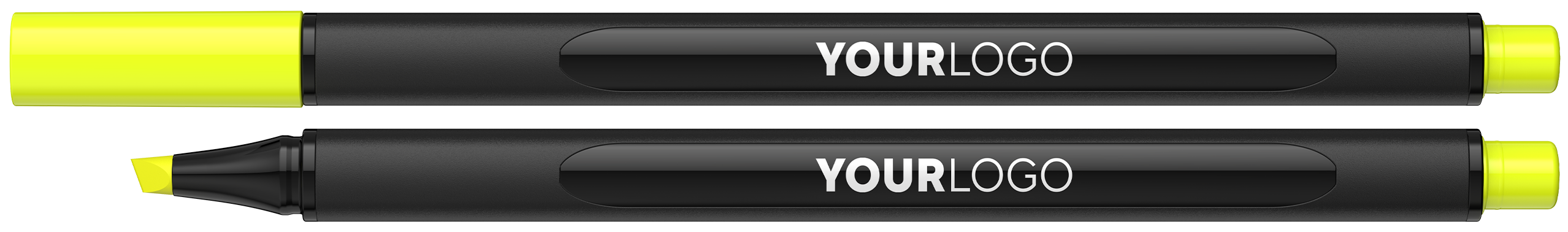 Textmarker mit Logo schwarz-gelb