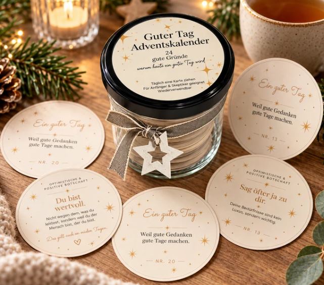 Adventskalender im Glas mit Sprüchen