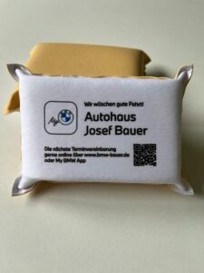 Autoschwamm rechteckig mit Werbeaufdruck Autohaus.