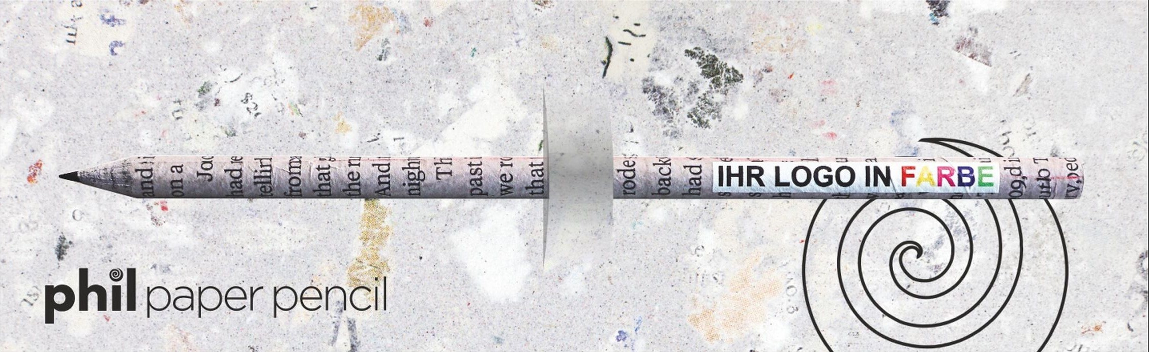 Bleistift aus alten Zeitungen auf einer großen Trägerkarte