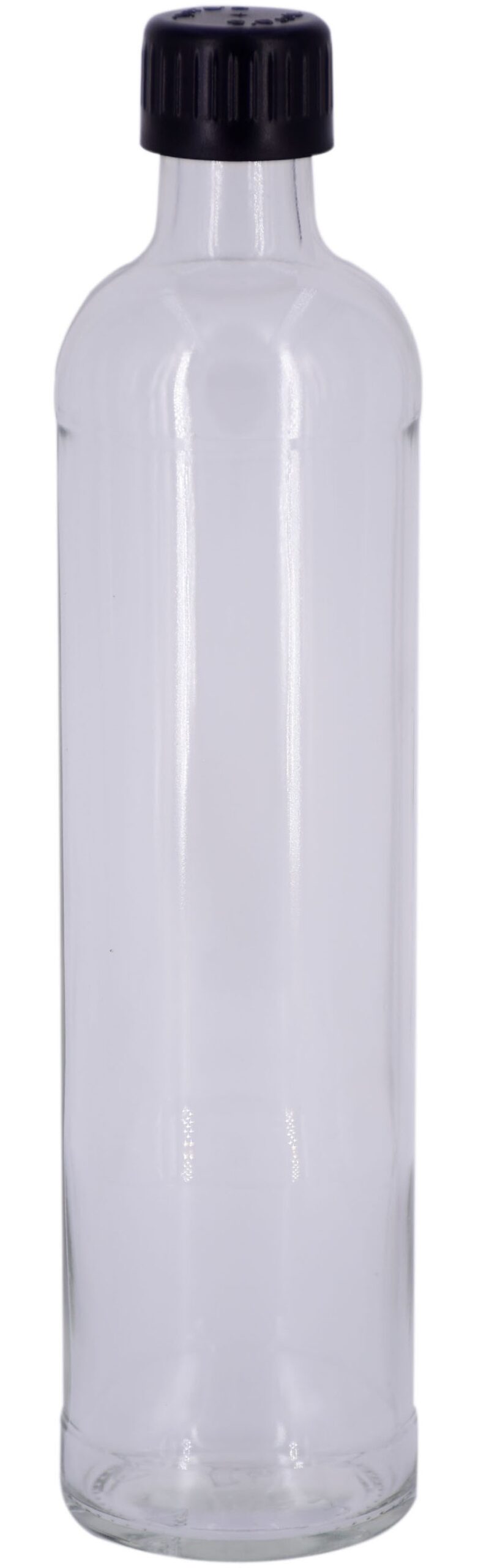 Eine Glasflasche ohne Neopren-Bezug