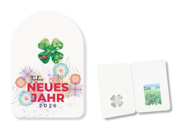 Glückwunschkarte mit Kleesamen-Tütchen