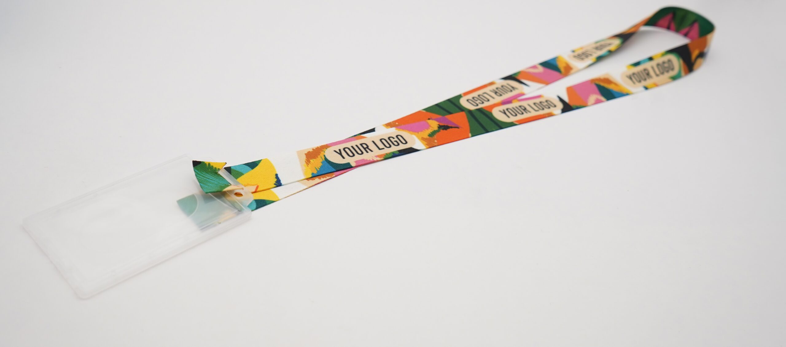 Karabinerloses Lanyard aus rPET, bedruckt mit Ausweishalter