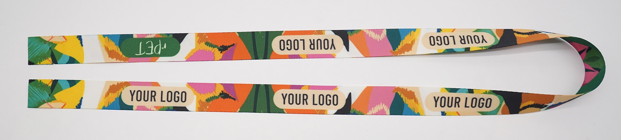 Karabinerloses Lanyard aus rPET bedruckt