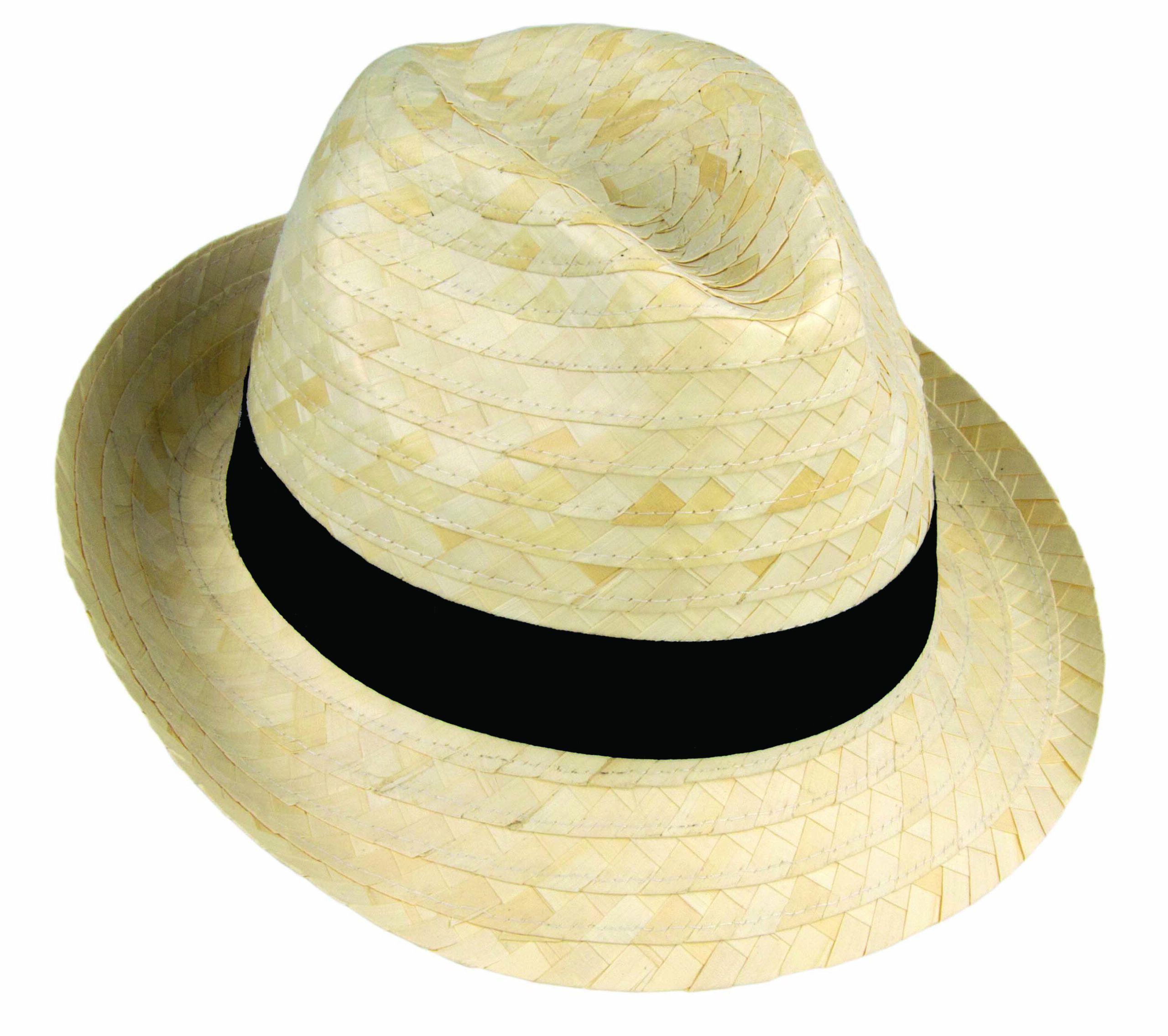 Natürlicher Strohhut MADRID aus Schilfstroh und bedrucktem Band