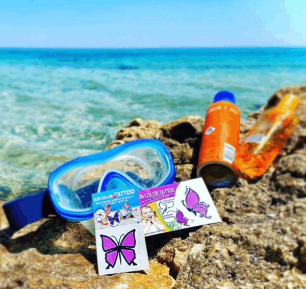 Sonnentattoos Schmetterlinge am Strand