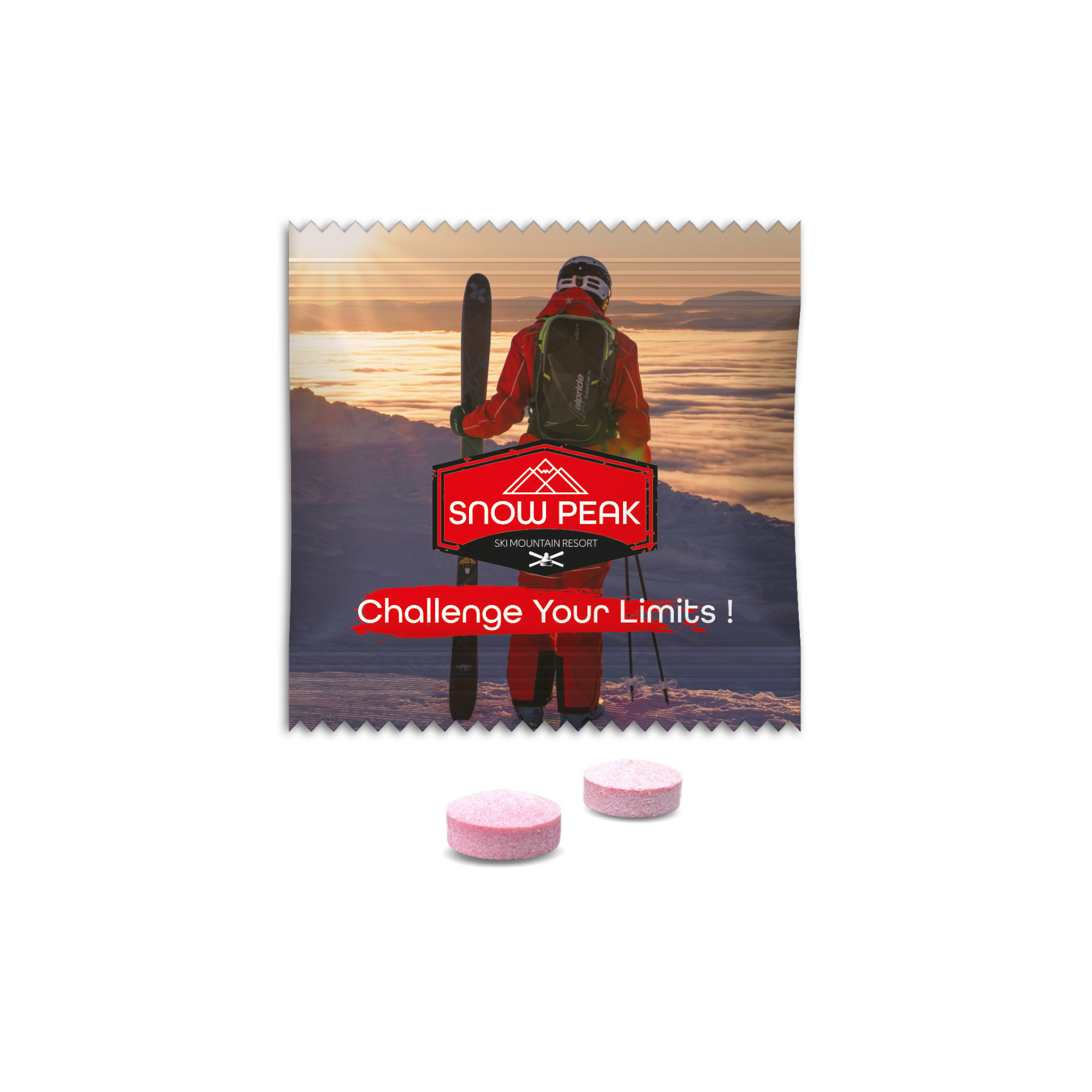 Vitamin-D-Bonbons in Werbetüte