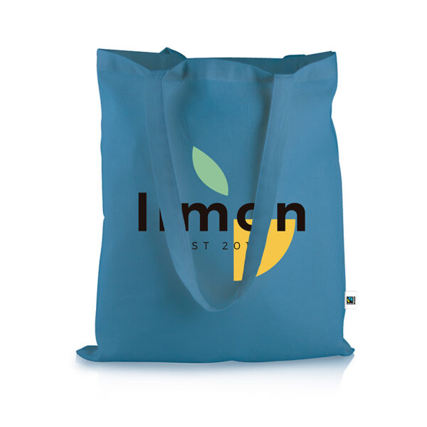 Fairtrade Baumwolltasche hellblau mit Werbeaufdruck
