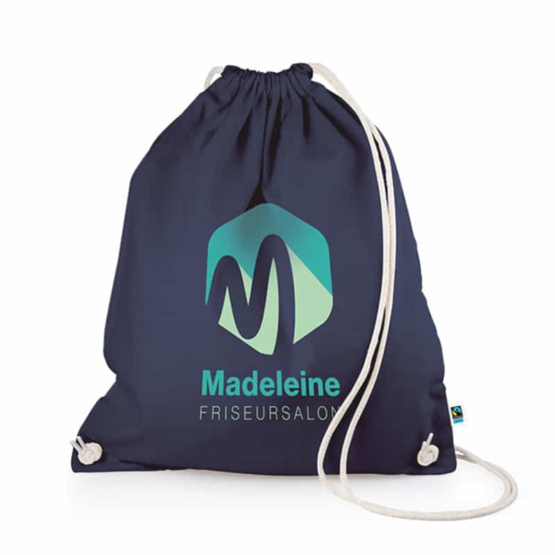 Fairtrade Rucksack HANNA mit Werbeaufdruck in Farbe Navy-Blau