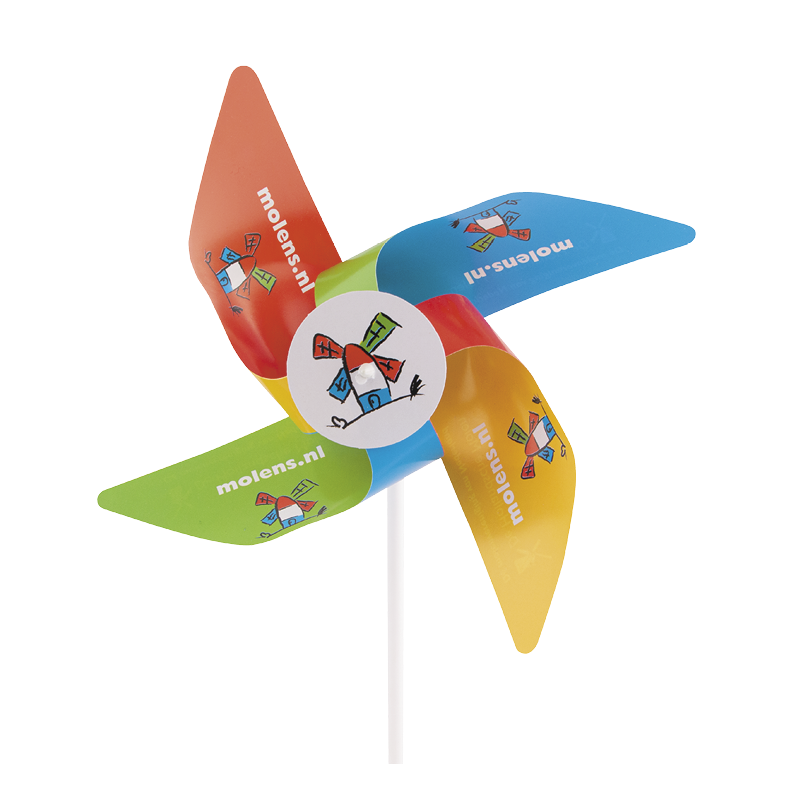 Windmühle mit Werbeaufdruck und vier Flügel
