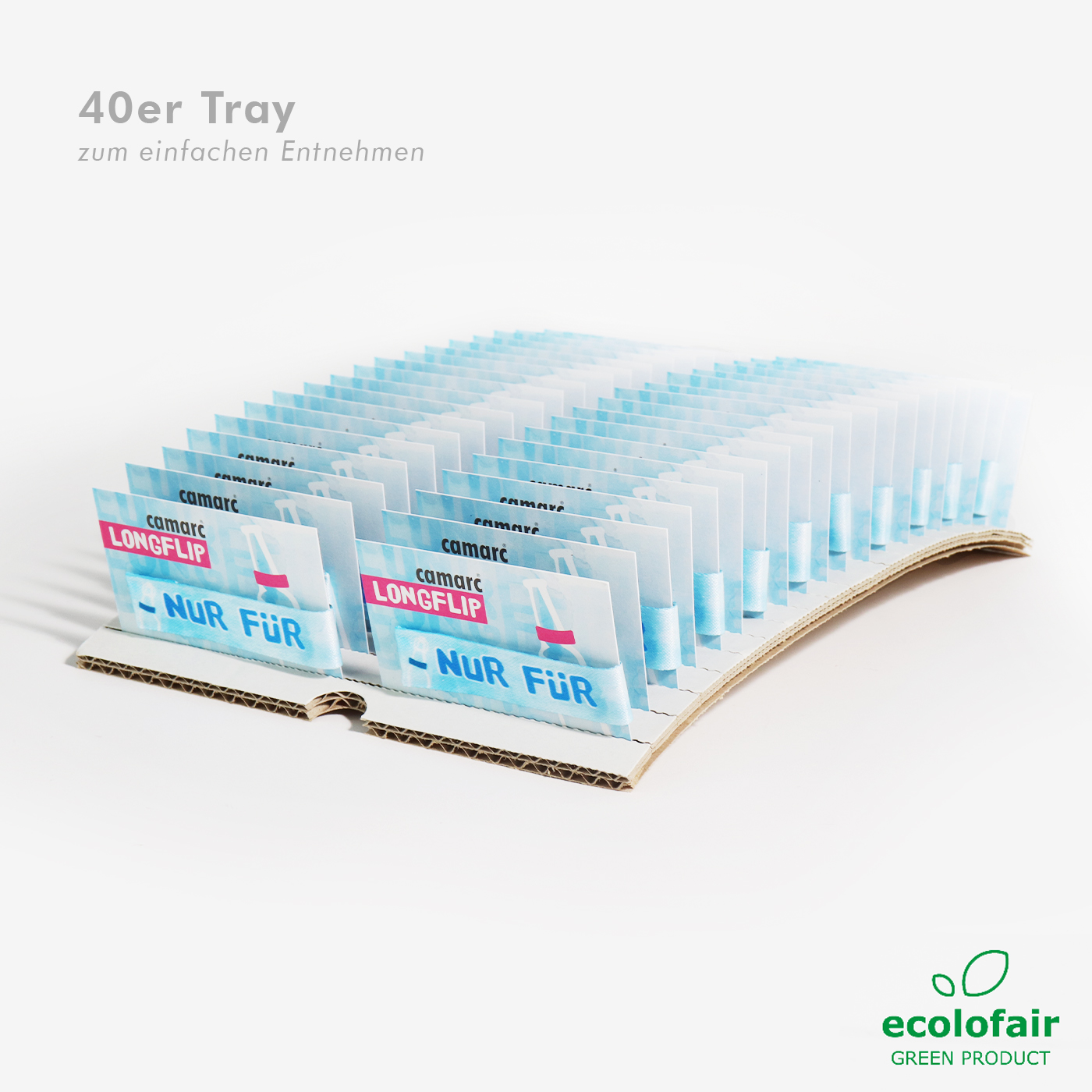 LongFlip Magnetbänder aus recycelten PET-Flaschen im 40er Tray