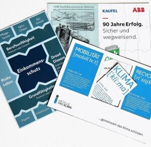 Verschiedene Folienmagnete auf Trägerkarte