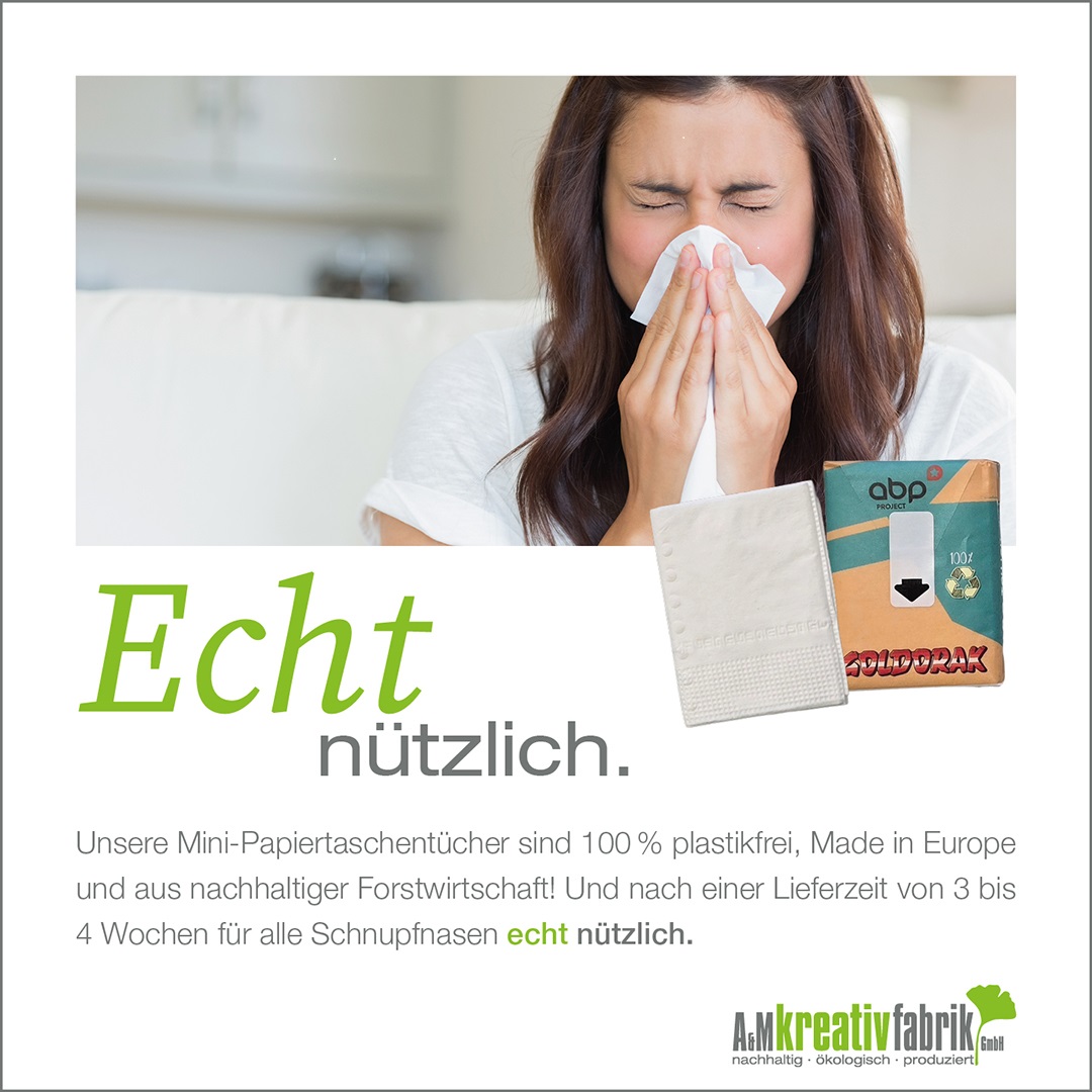 Papiertaschentücher echt nützlich mit Frau