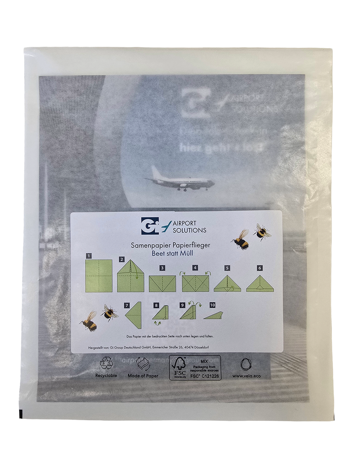 Samenpapier-Flieger in Verpackung