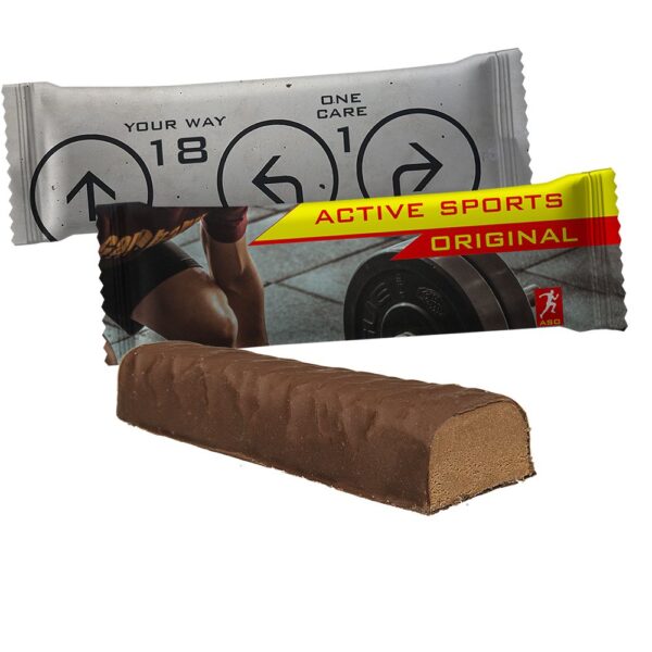 Protein-Riegel-Schoko im Werbeflowpack