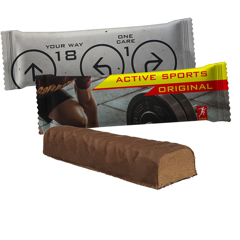 Protein-Riegel-Schoko im Werbeflowpack