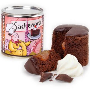 Sachertorte in einer Geschenkdose