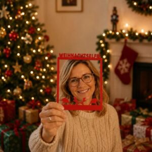 Selfie-Rahmen Weihnachten mit Frau
