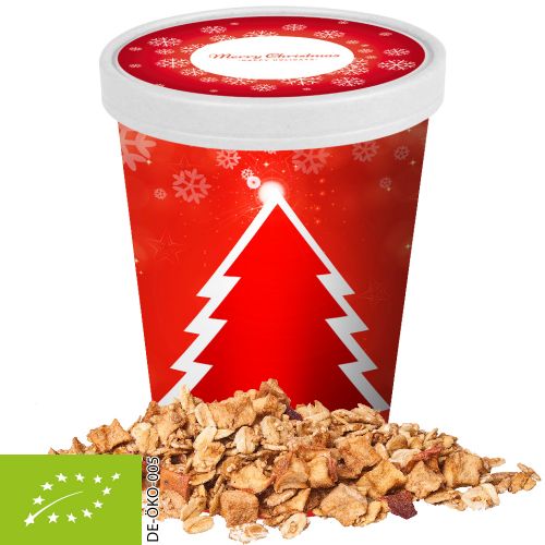 Snackbecher mit Bio-Müsli und Werbeaufdruck
