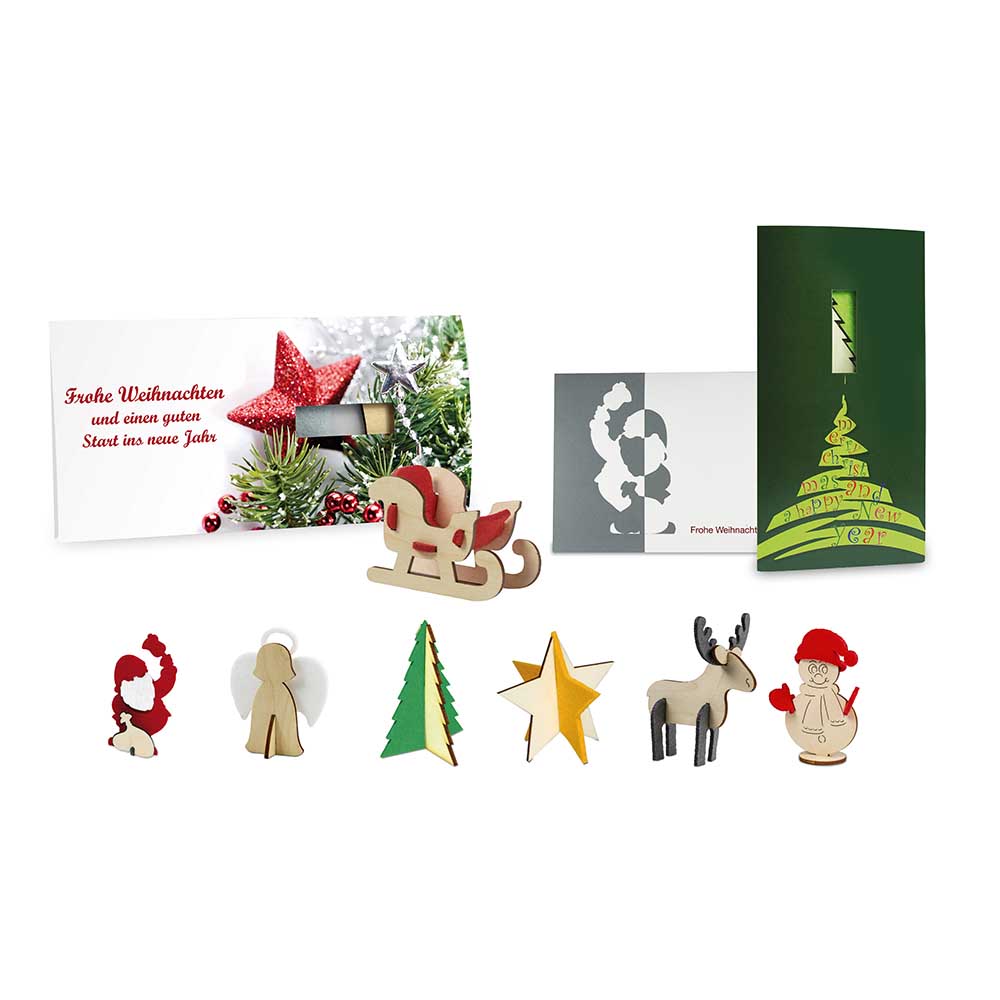 Steckfiguren-Karte mit verschiedenen Figuren