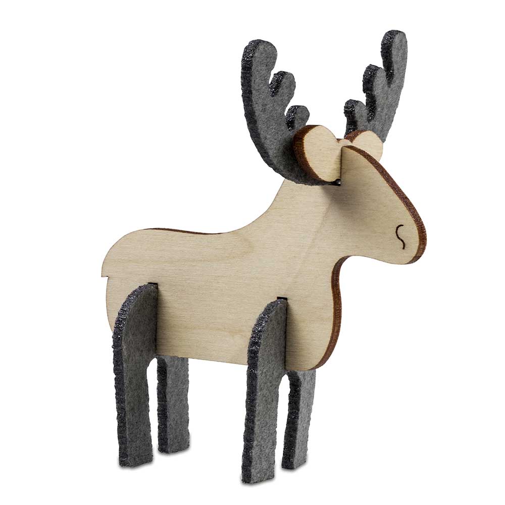 Steckfigur Elch aus Holz und Filz