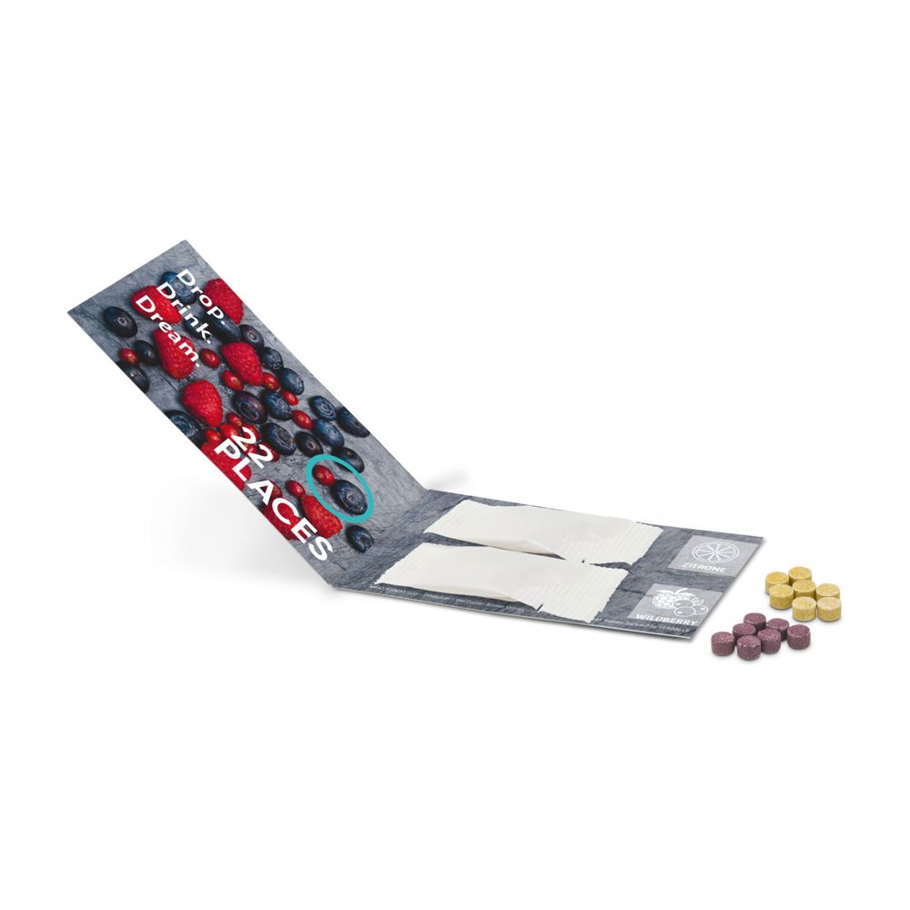 2 Sorten Teebällchen in einer individuell bedrucktem Werbeverpackung