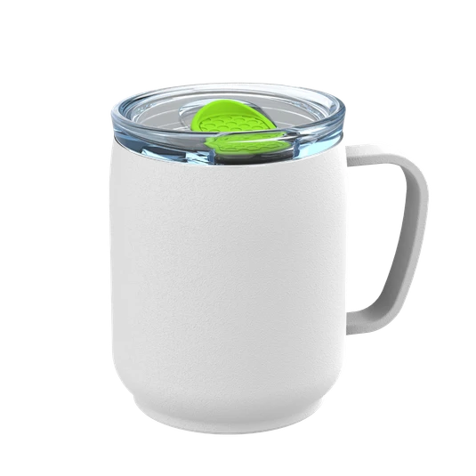 Doppelwandiger Thermobecher aus 87 % recyceltem Edelstahl Farbe weiß