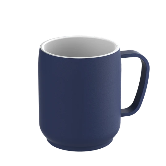 Doppelwandiger Thermobecher aus 87 % recyceltem Edelstahl Farbe dunkelblau ohne Deckel