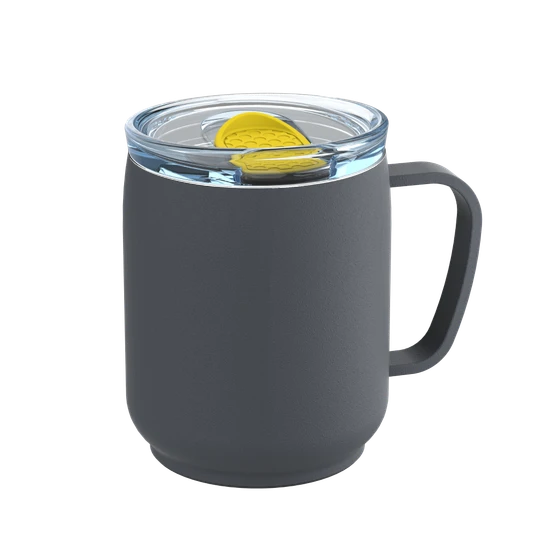 Doppelwandiger Thermobecher aus 87 % recyceltem Edelstahl Farbe dunkelgrau