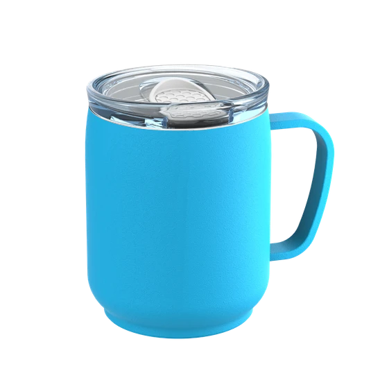 Doppelwandiger Thermobecher aus 87 % recyceltem Edelstahl Farbe hellblau