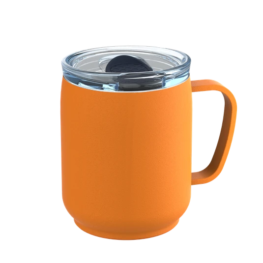 Doppelwandiger Thermobecher aus 87 % recyceltem Edelstahl Farbe orange