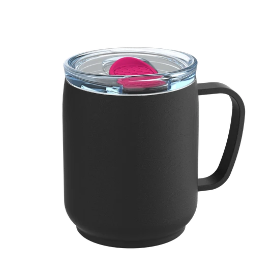 Doppelwandiger Thermobecher aus 87 % recyceltem Edelstahl Farbe schwarz