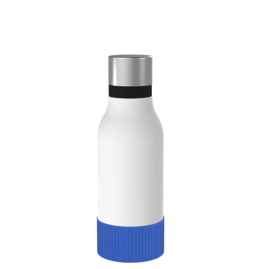 Thermotrinkflasche mit blauer Manschette
