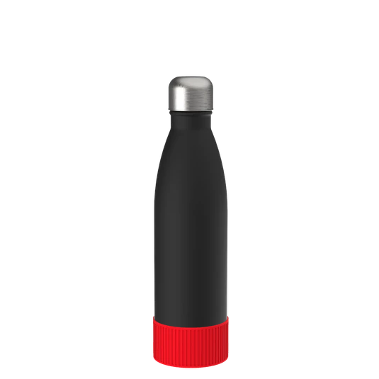 Thermotrinkflasche schwarz mit roter Manschette