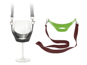 Weinglashalter KLAUDIA mit grüner Halterung und individuell bedrucktem Lanyard