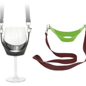 Weinglashalter KLAUDIA mit grüner Halterung und individuell bedrucktem Lanyard