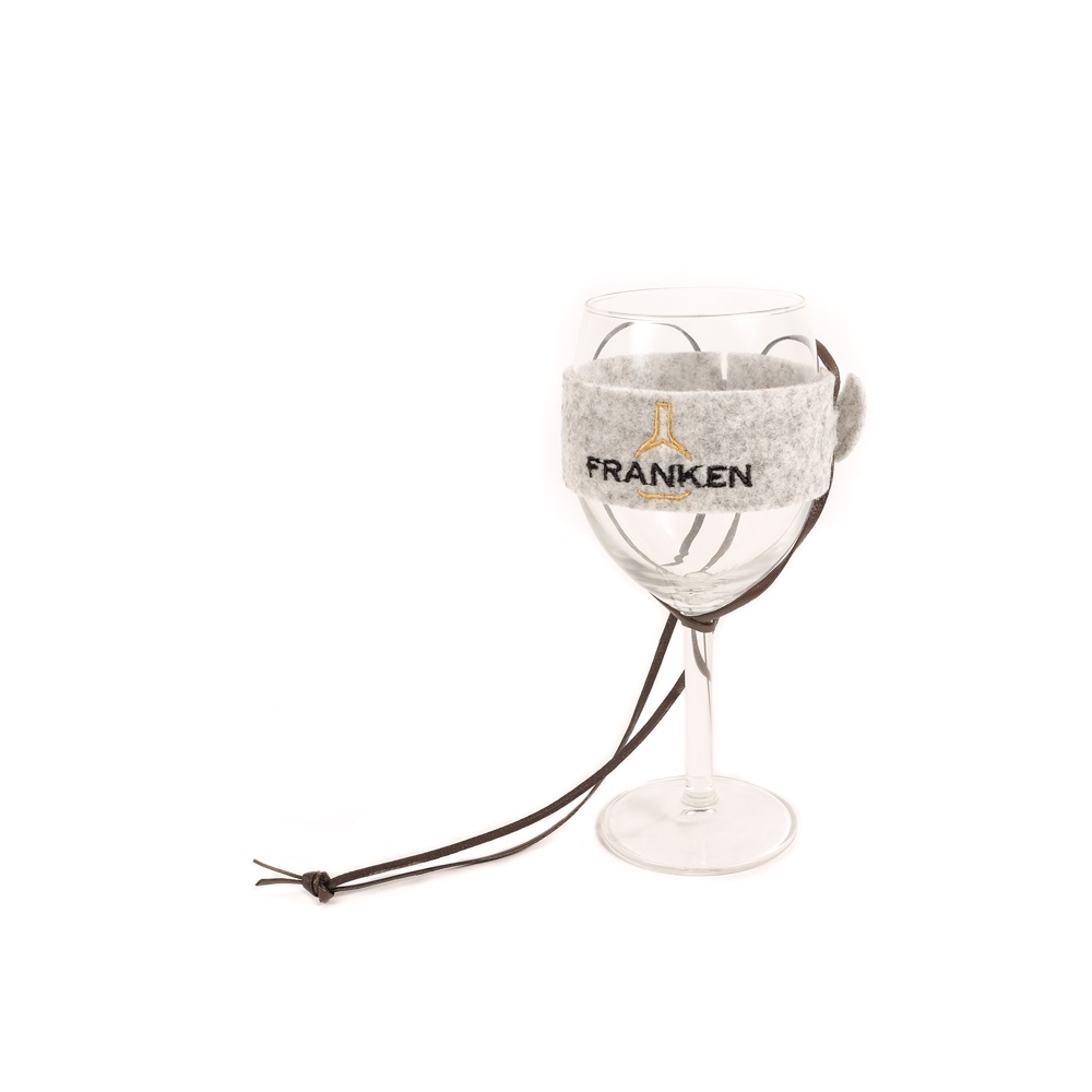 Weinglashalter aus Recyclingfilz mit Logo
