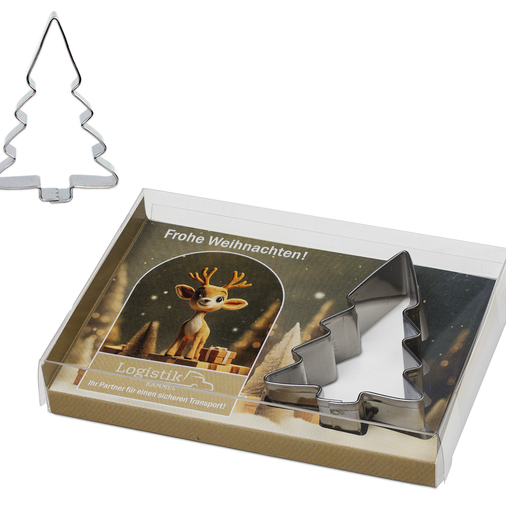 Backförmchen Tannenbaum in transparenter Geschenkbox